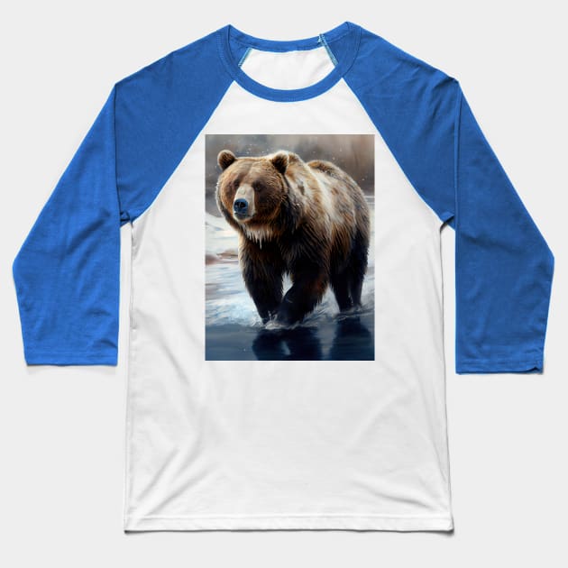 Arctic Grizzly Bear-Oil paint Baseball T-Shirt by ABART BY ALEXST 